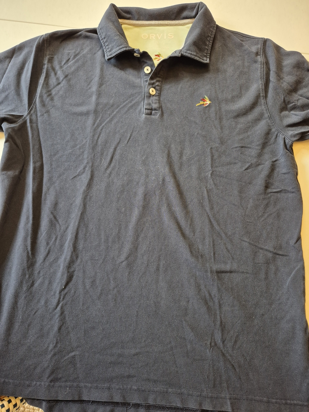 Orvis Men's Navy Polo Shirt with Embroidered Logo